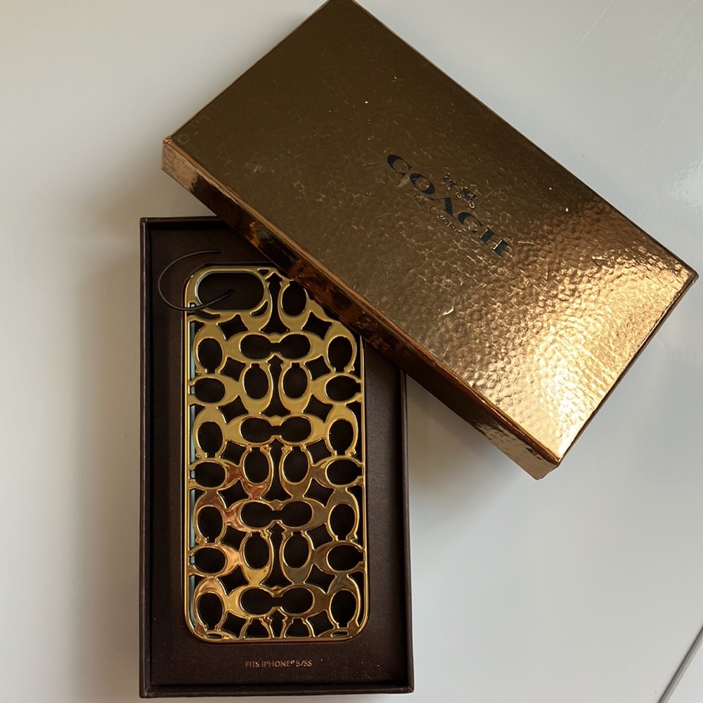 Coach iPhone 5/5S Metallic Gold Colored Plastic Case NIB